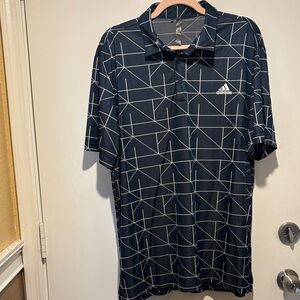 Adidas Men's Navy Patterned Polo